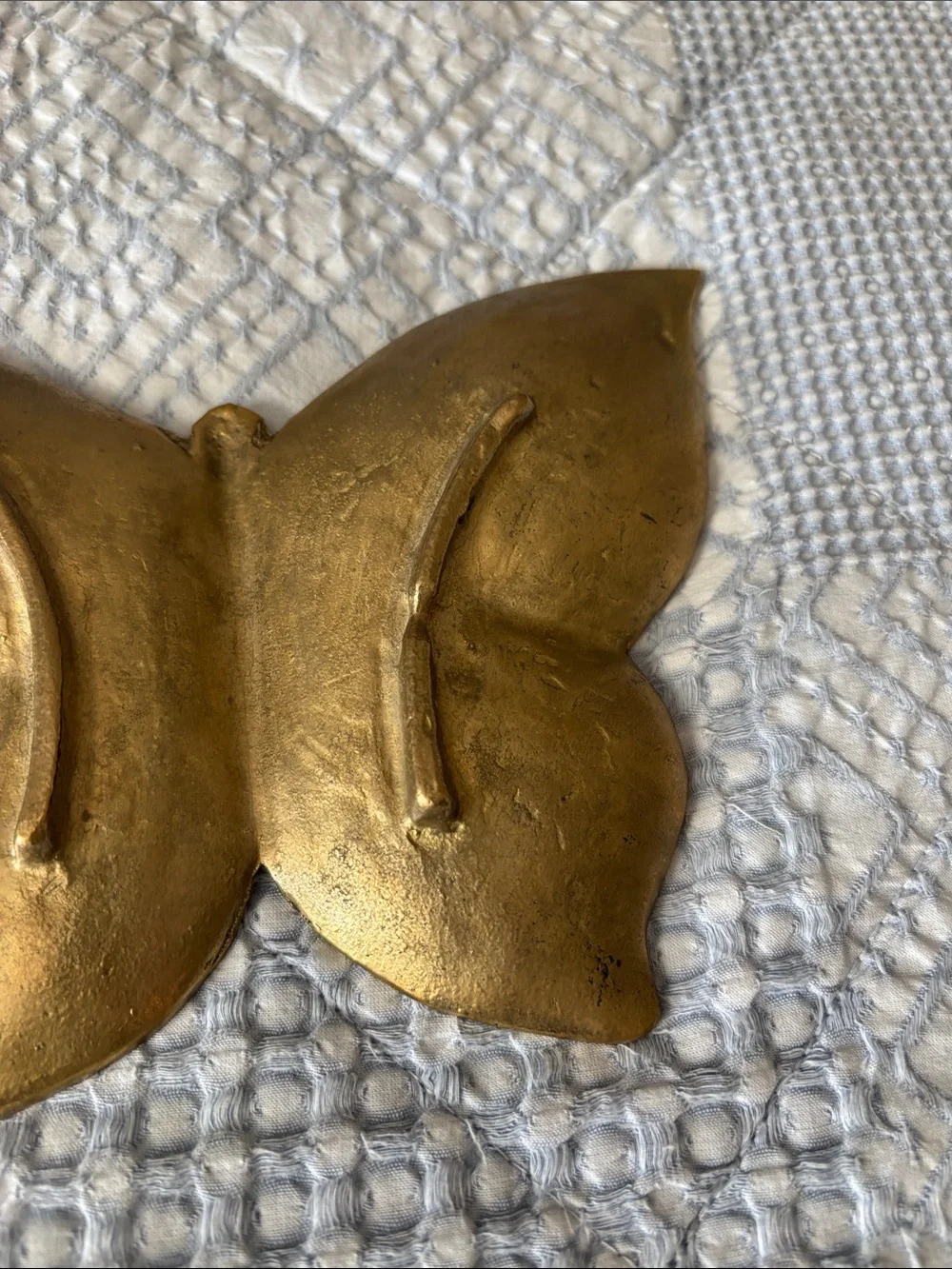 Vintage Brass-Tone Butterfly Trinket Dish Made In Taiwan